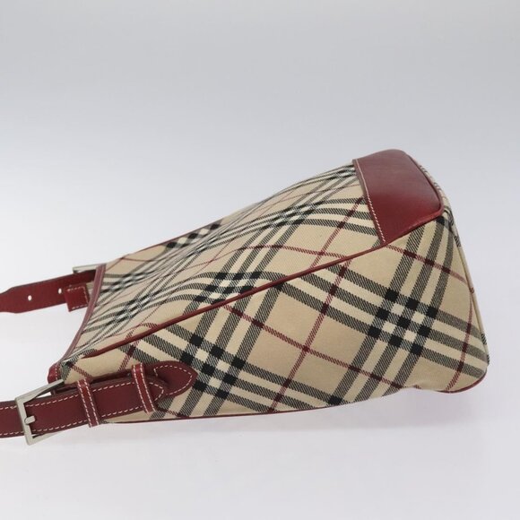BURBERRY Nova Check Blue Label Shoulder Bag Canvas Beige Auth EC388 - Picture 4 of 16